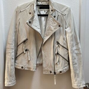 Zara Off White Leather Jacket